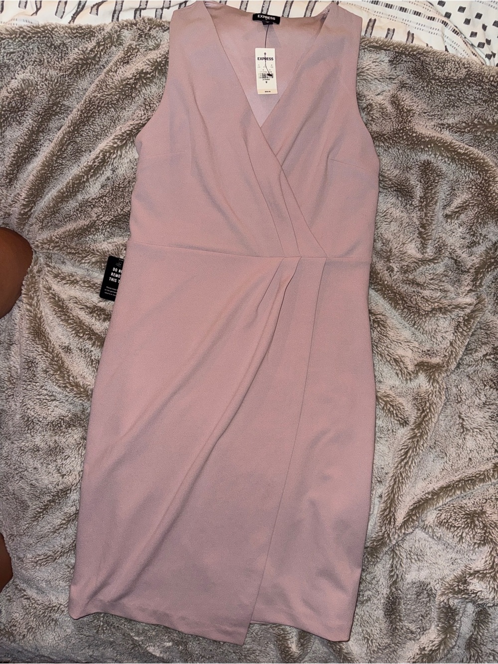 Express Dusty Rose Sleeveless Wrap Sheath Dress